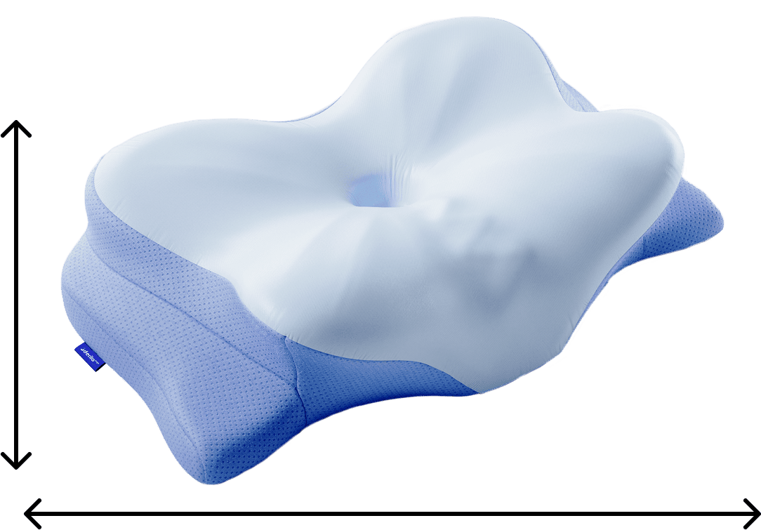 Derila Ergo Pillow dimensions diagram showing approximately 54 by 36 by 12 centimetres
